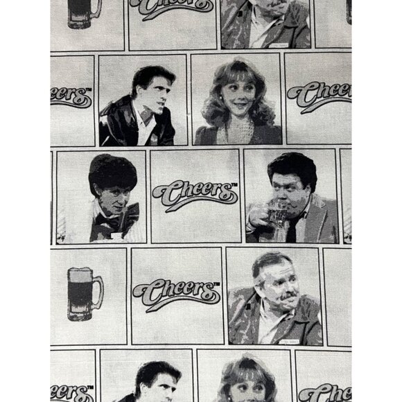 Cheers TV Show Black and White Cotton Fabric 44" Wide Sold By The Half Yard - Picture 2 of 2